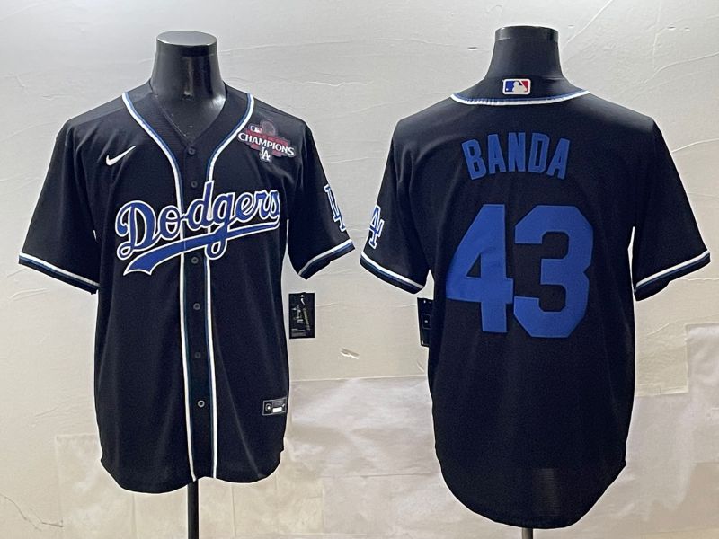 Men 2025 Los Angeles Dodgers 43 Banda Black Three generations Fashion Nike MLB Jersey style 12
